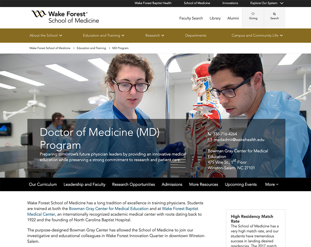 Wake Forest School of Medicine website
