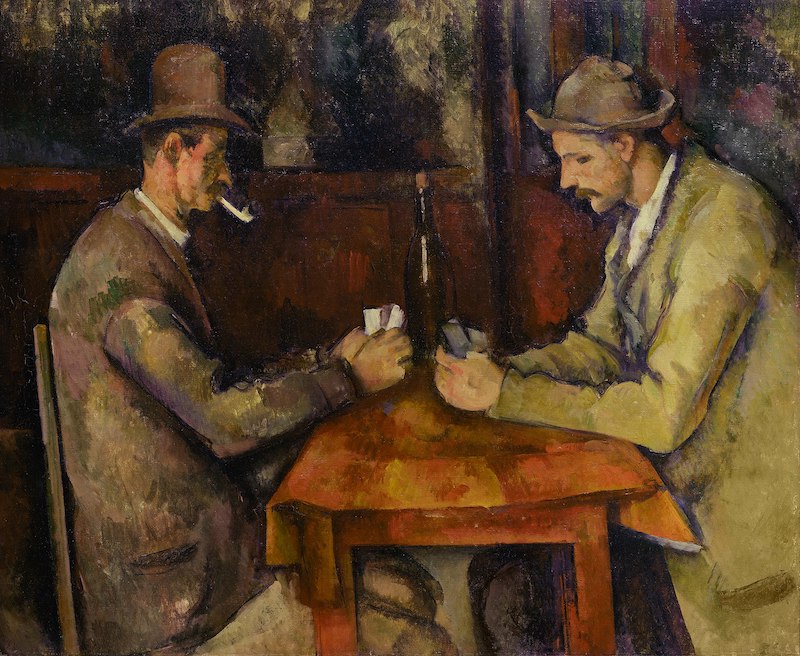 Painting of two men playing cards