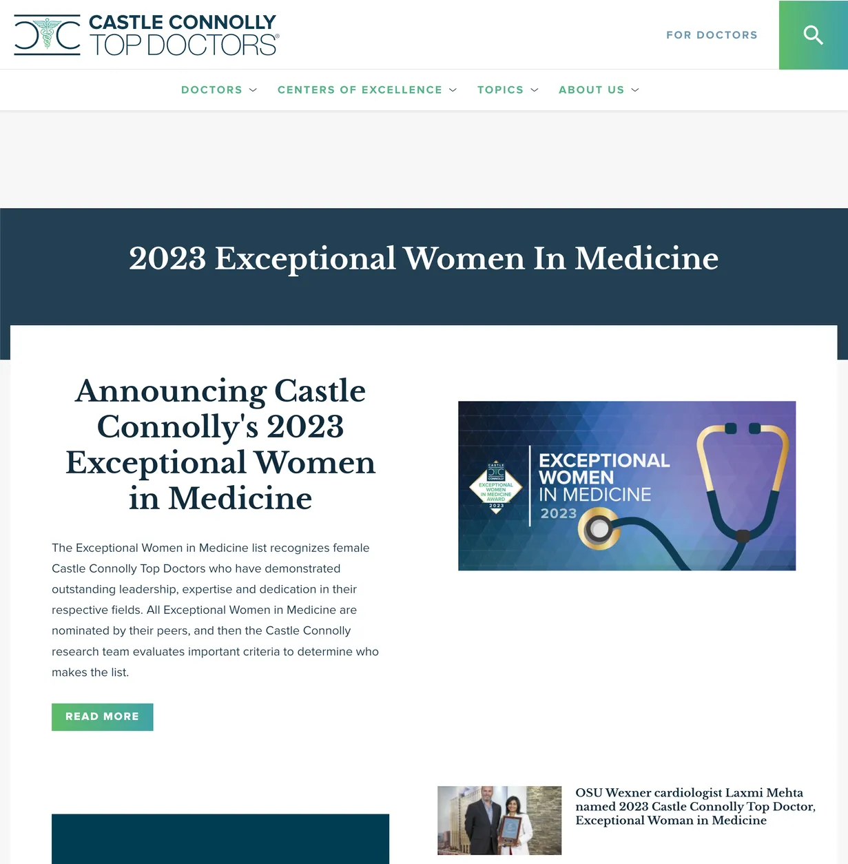 Castle Connolly 2023 Exceptional Women in Medicine