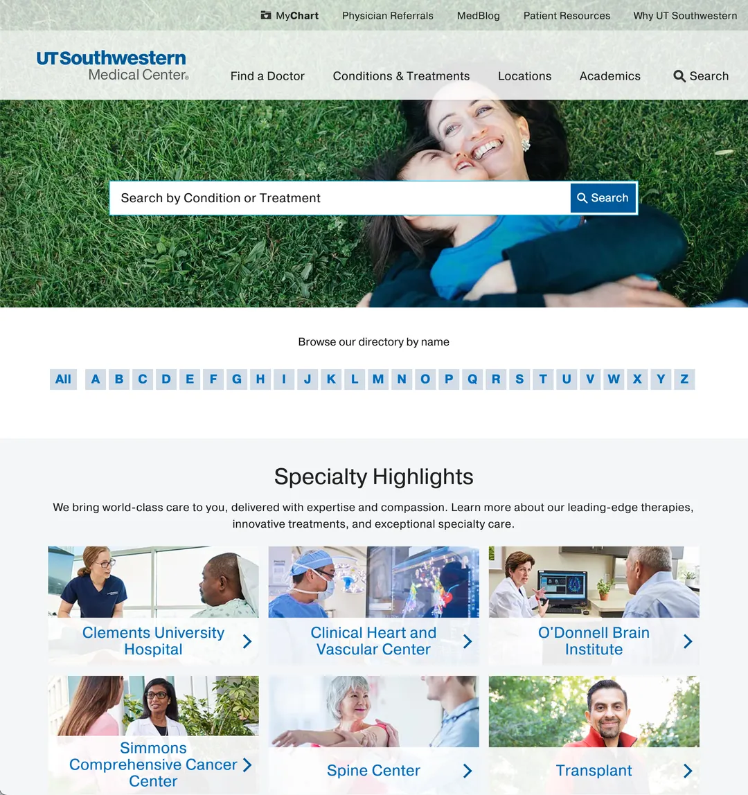 UT Southwestern Medical Center conditions and treatments