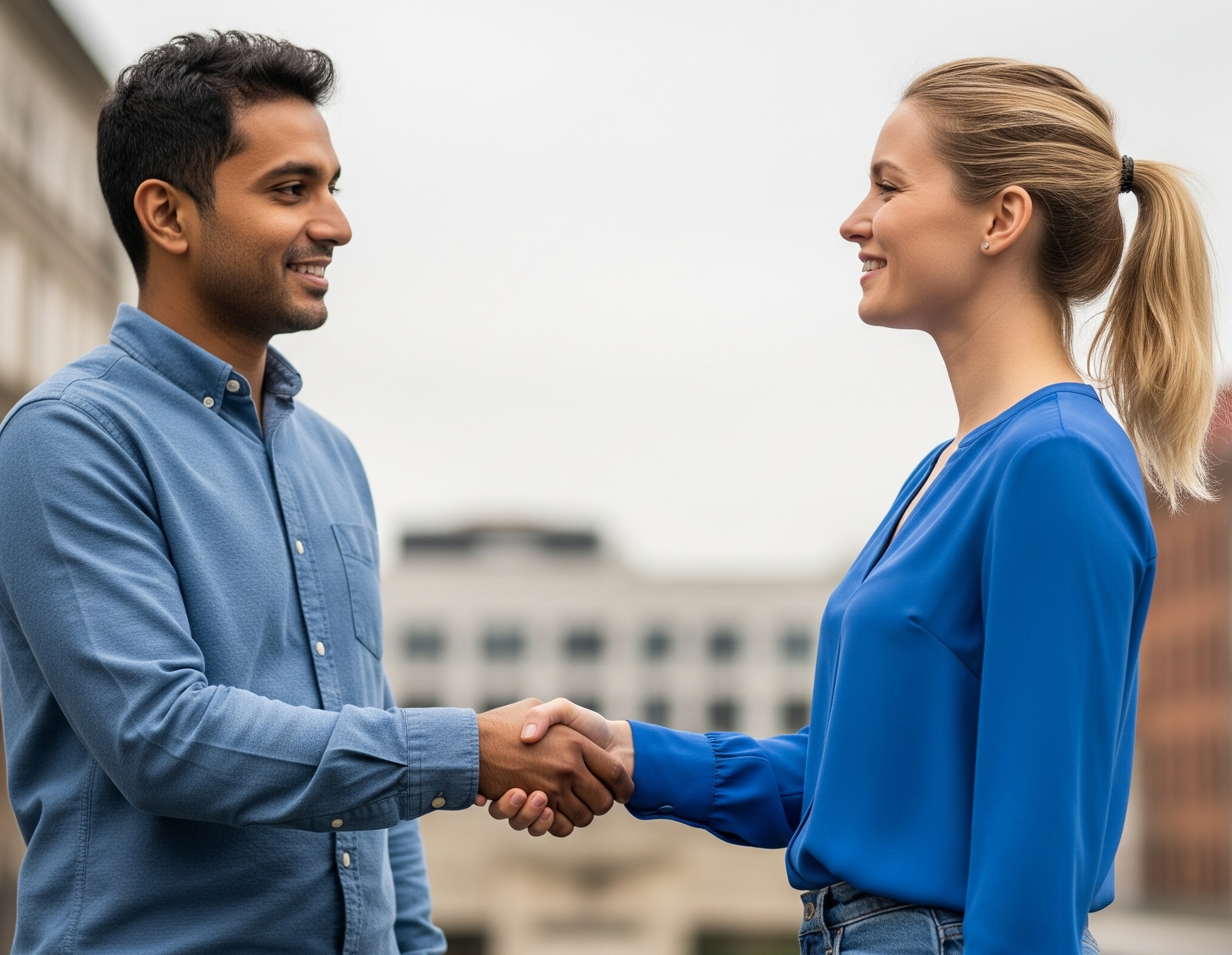 AI generated image of two people shaking hands